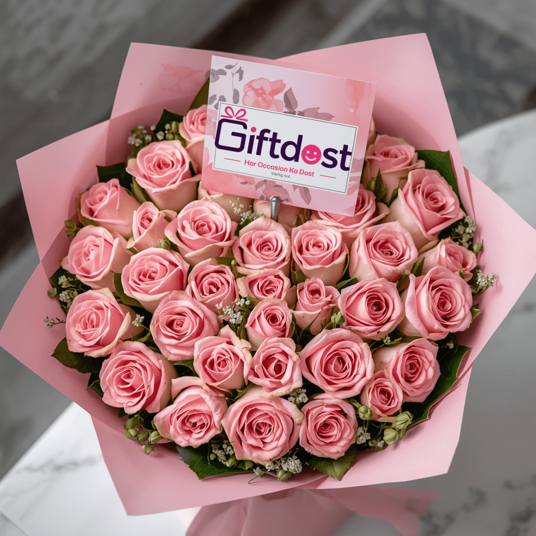 Elegant Pink Roses Bouquet