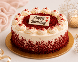 Elegant Pink Roses & Red Velvet Birthday Cake Combo