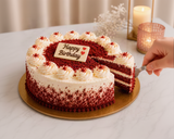 Elegant Pink Roses & Red Velvet Birthday Cake Combo