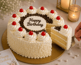 Elegant White Roses & Black Forest Birthday Combo