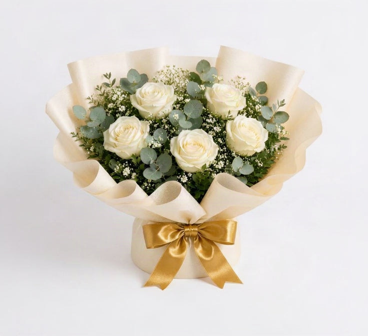 Elegant White Roses & Pineapple Thank You Combo