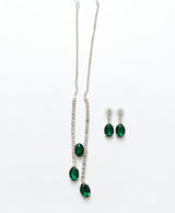 Emerald Green Crystal Necklace and Earrings Set