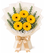Sunny Yellow Gerbera Bouquet (5 Yellow Gerberas)