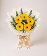 Sunny Yellow Gerbera Bouquet (5 Yellow Gerberas)
