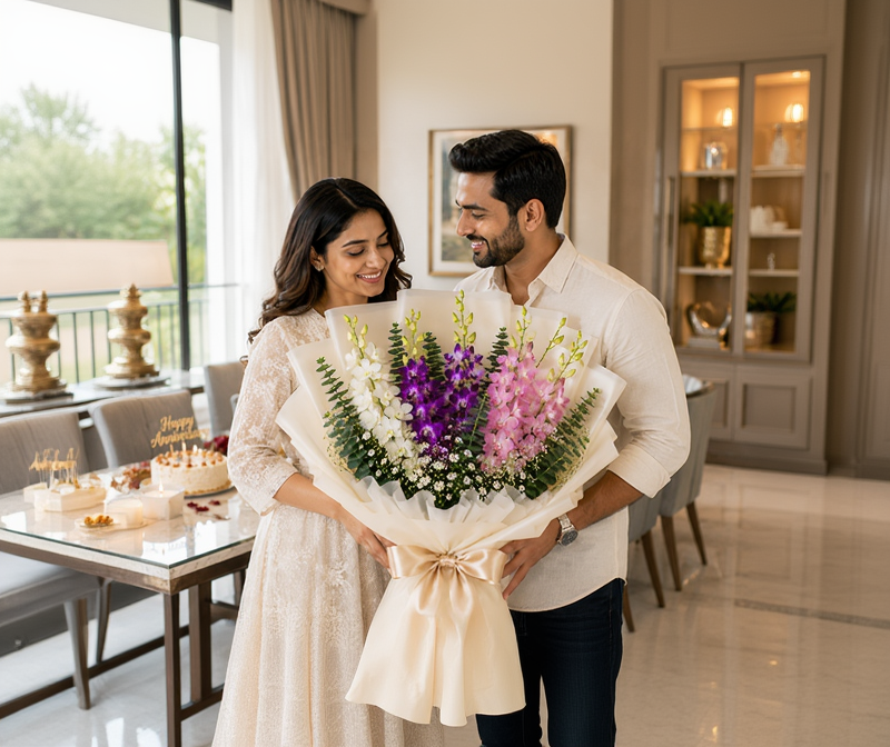 Grand Orchid Luxe Bouquet (10 Mixed Dendrobium Orchids)