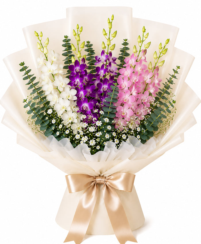 Grand Orchid Luxe Bouquet (10 Mixed Dendrobium Orchids)