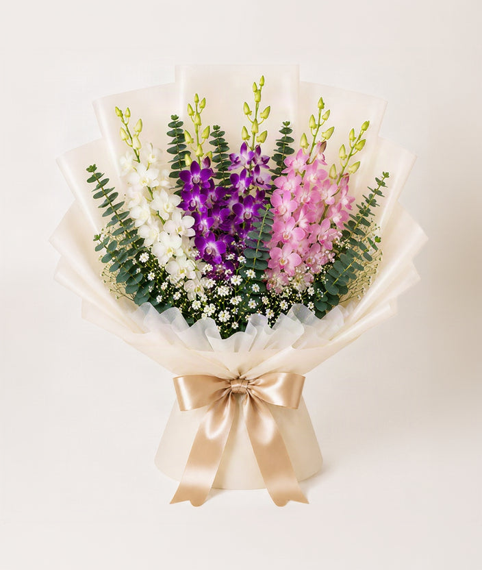 Grand Orchid Luxe Bouquet (10 Mixed Dendrobium Orchids)