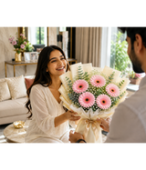 Blush Pink Gerbera Bouquet (5 Pink Gerberas)
