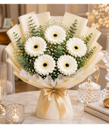 Pure White Gerbera Elegance (5 White Gerberas)
