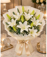 Pure White Lily Elegance (10 White Oriental Lilies)