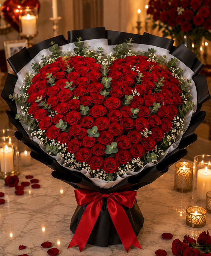 Royal Heart of 50 Red Roses Bouquet