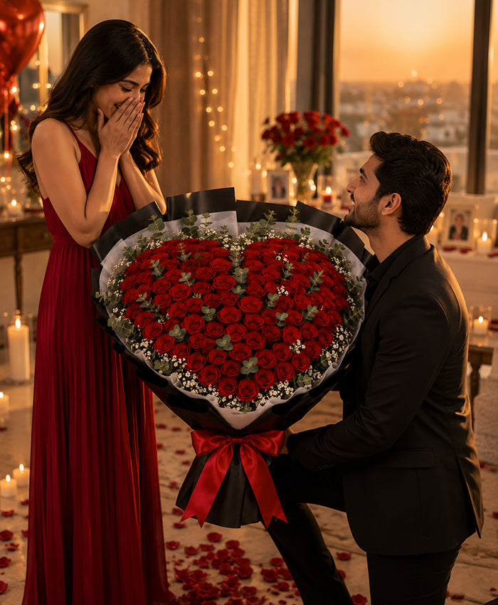 Royal Heart of 50 Red Roses Bouquet