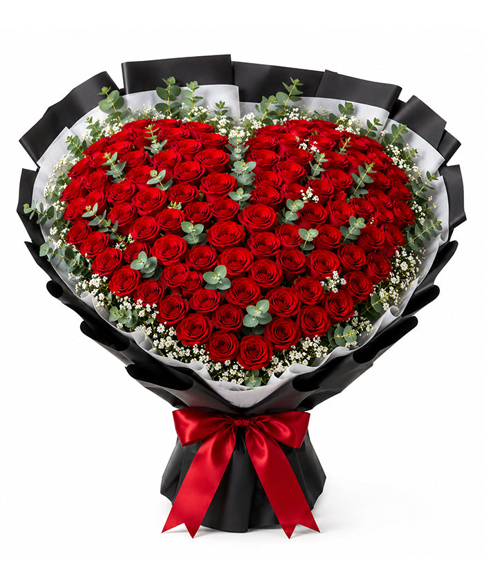 Royal Heart of 50 Red Roses Bouquet