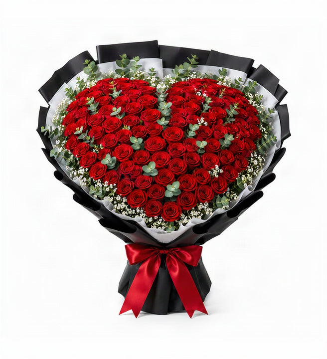 Royal Heart of 50 Red Roses Bouquet