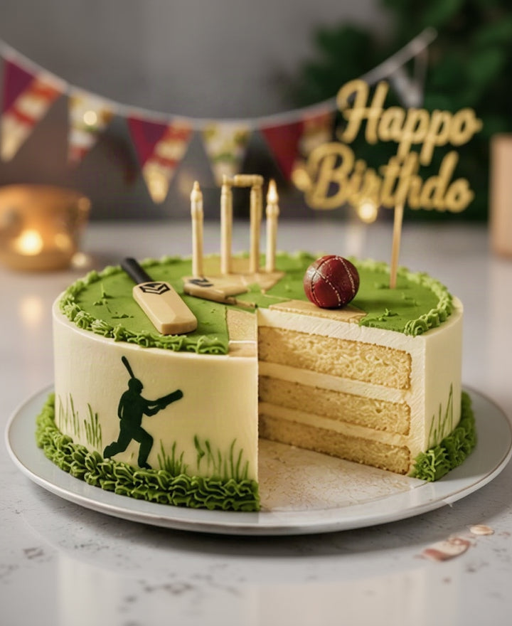 Game On Cricket Theme Birthday Cake