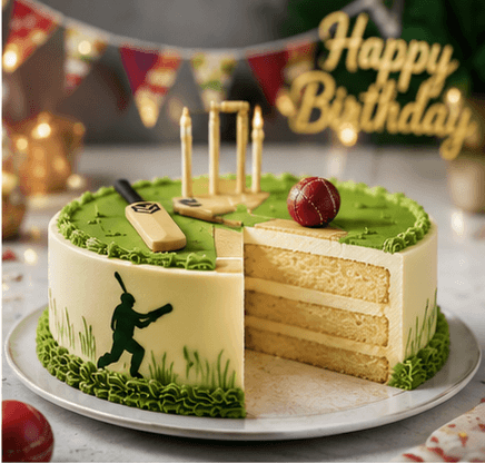Game On Cricket Theme Birthday Cake