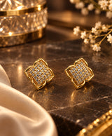 Gold-Tone Pavé Quatrefoil Stud Earrings