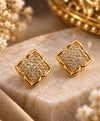 Gold-Tone Pavé Quatrefoil Stud Earrings