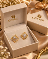 Gold-Tone Pavé Quatrefoil Stud Earrings