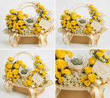 Golden Bloom Luxury Rose & Succulent Basket