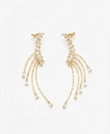 Golden Cascade Crystal Arc Earrings