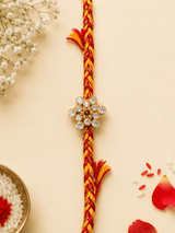 Golden Floral Crystal Designer Rakhi