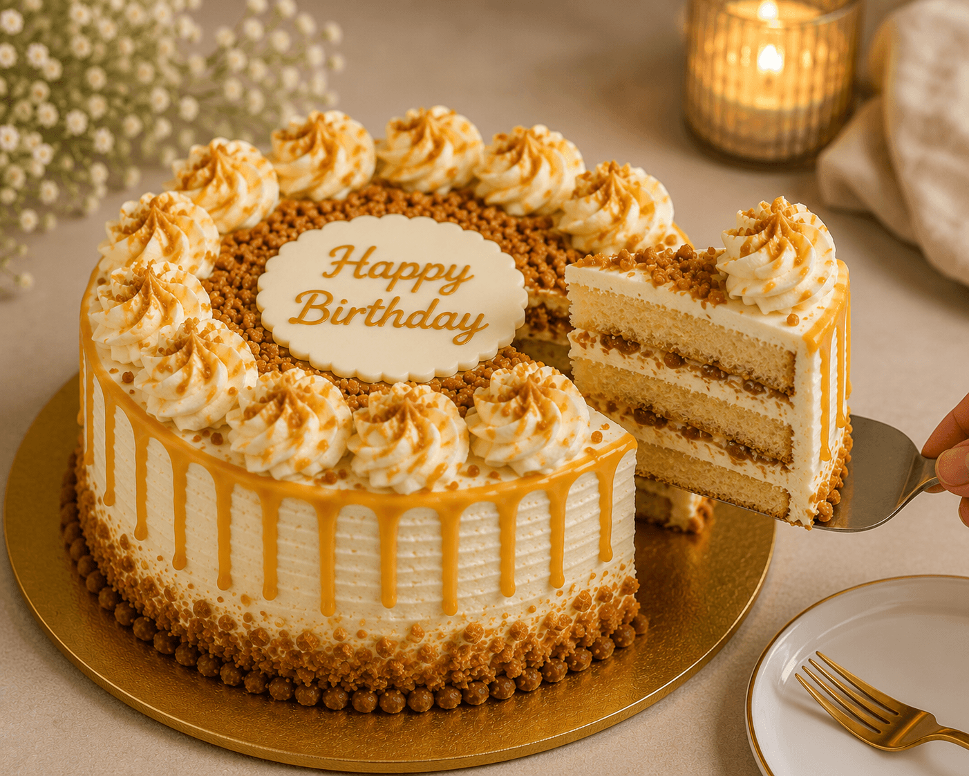 Golden Roses & Butterscotch Birthday Celebration Combo