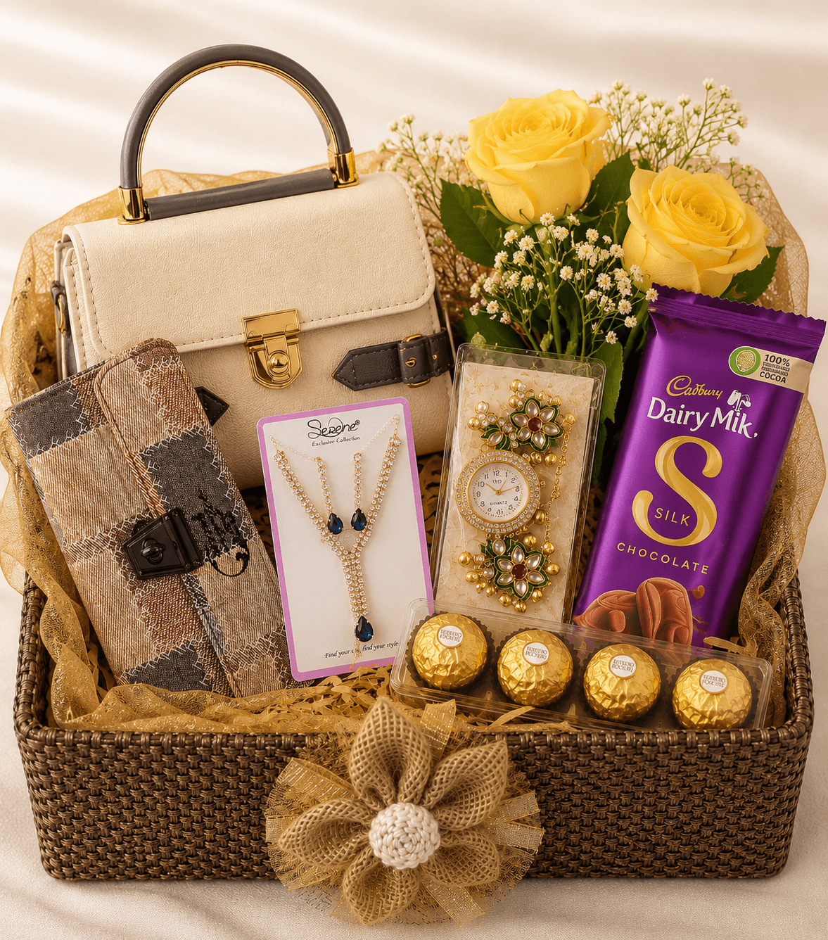 Premium Luxury Handbag, Wallet & Jewellery Gift Hamper for Her