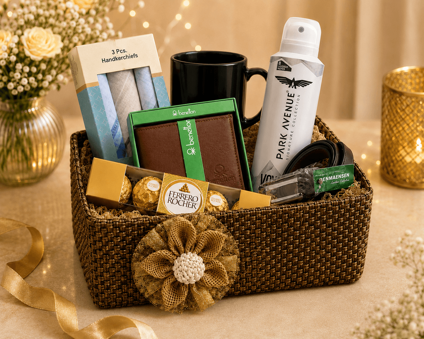 Premium Benetton Wallet & Ferrero Rocher Men's Gift Hamper