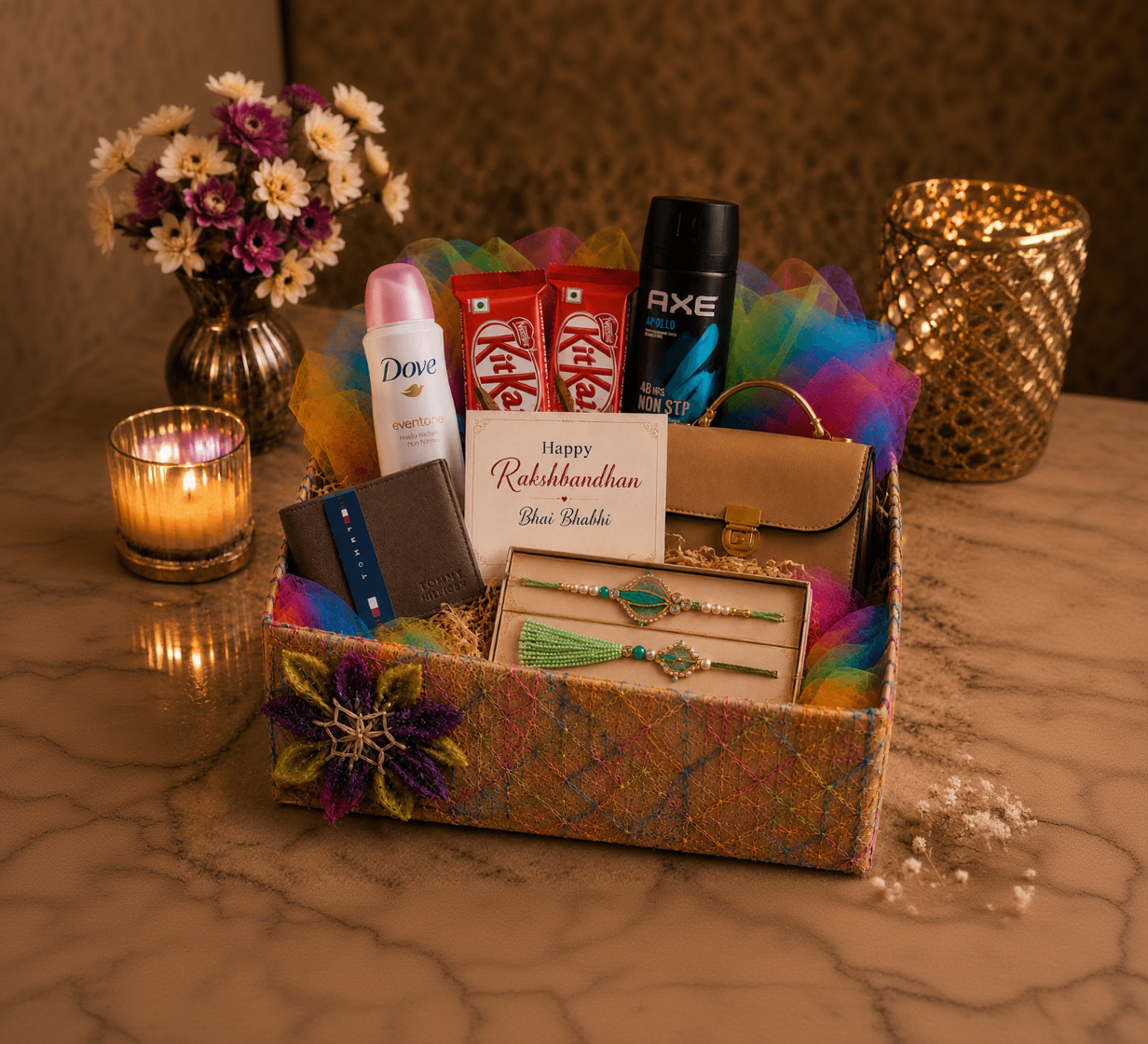 Luxury Couple Rakhi Gift Basket
