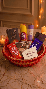 Premium Raksha Bandhan Bhai Bhabhi Gift Hamper with Wallet, Deodorants & Chocolates