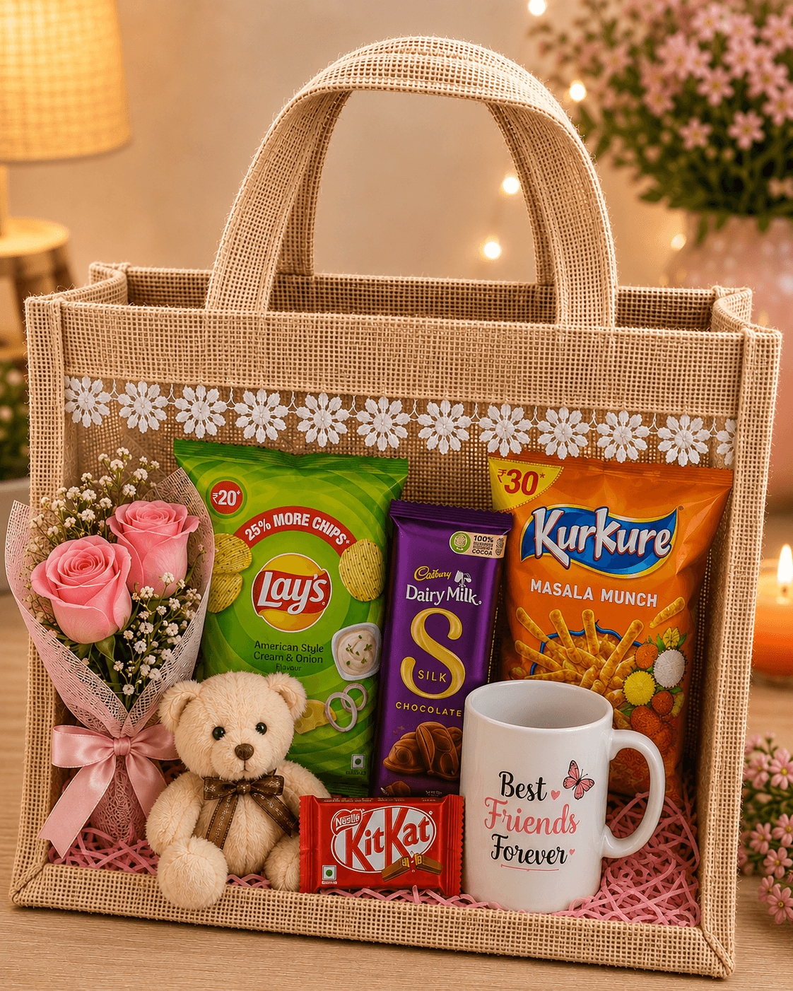 Premium Friendship Day Gift Hamper with Best Friends Forever Mug, Teddy Bear & Chocolates
