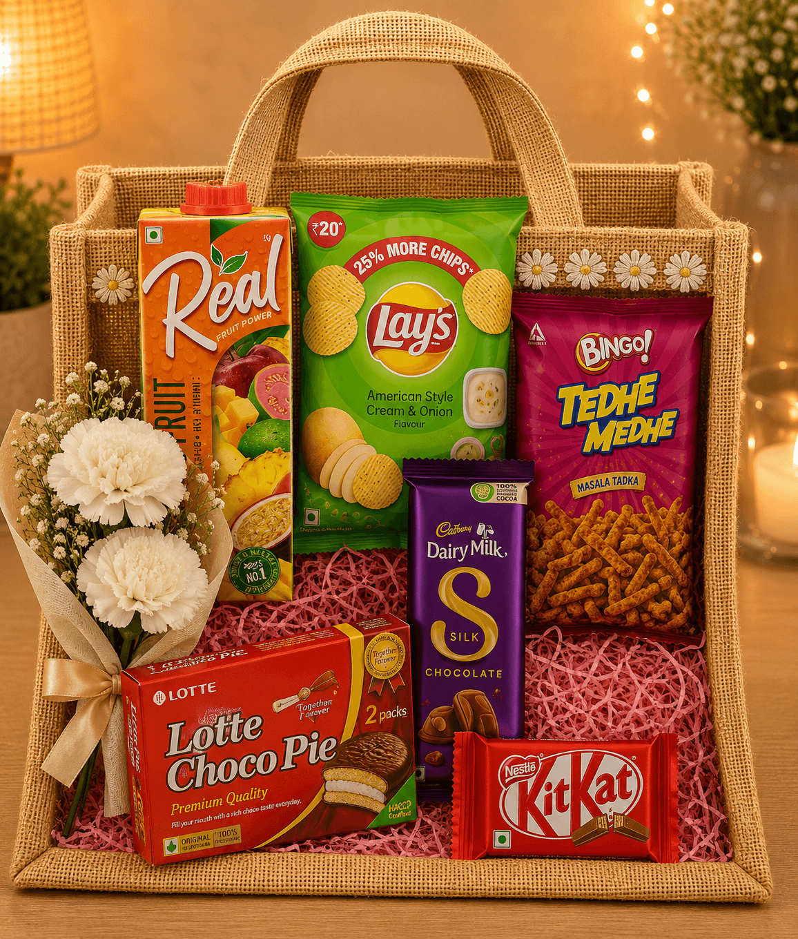 Friendship Day Jute Bag Snack & Chocolate Gift Hamper