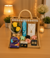 Friendship Day Jute Bag Flowers & Jewellery Gift Hamper