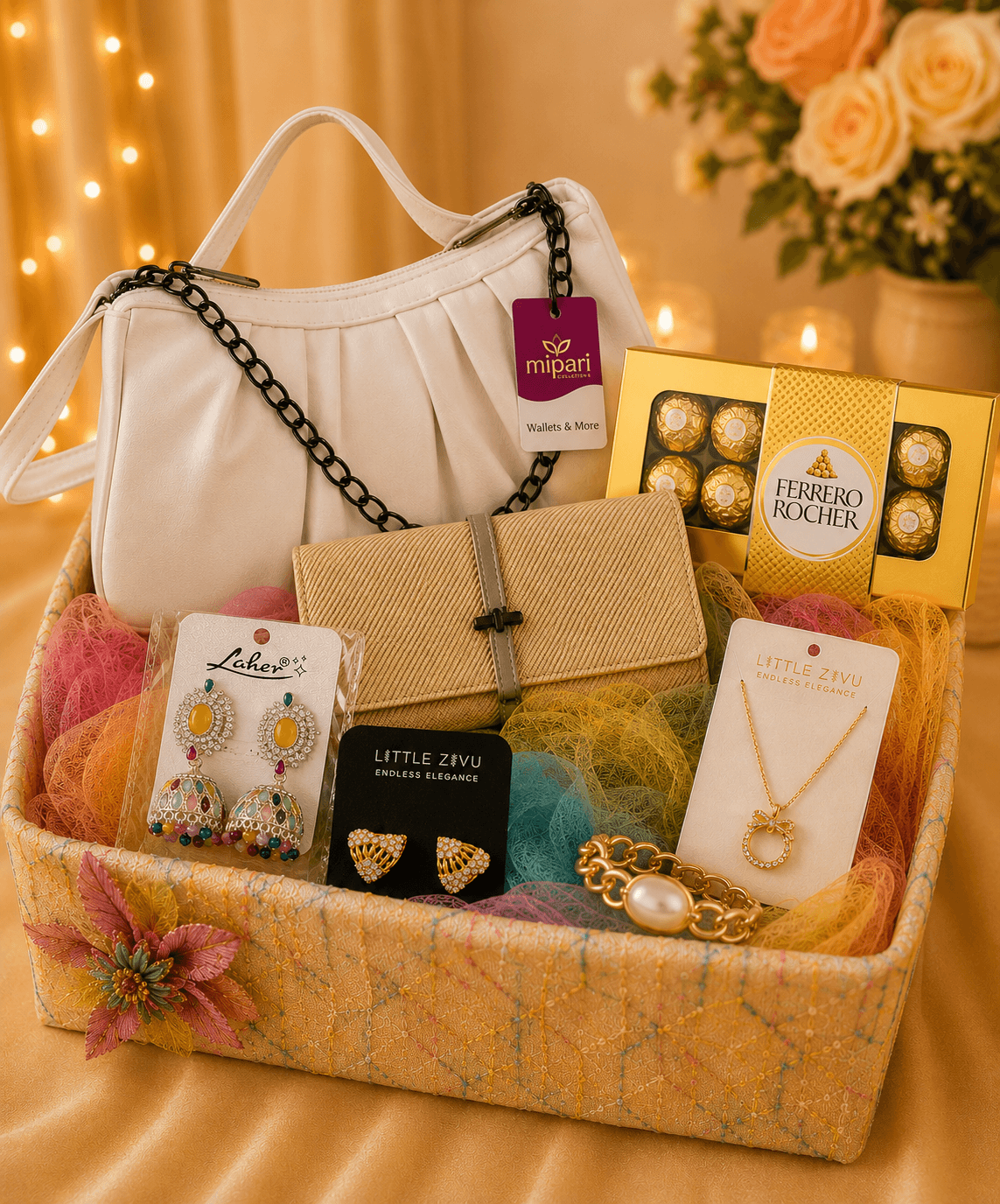 Premium Luxury Handbag & Jewellery Gift Hamper with Ferrero Rocher