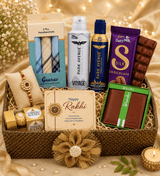 Premium Rakhi Gift Hamper with Wallet, Deodorants, Dairy Milk Silk & Ferrero Rocher