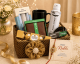 Premium Rakhi Gift Hamper with Wallet, Coffee Mug, Belt & Ferrero Rocher