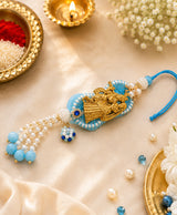 Blue Radha Krishna Designer Lumba Rakhi