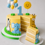 Jungle Safari First Birthday Fondant Cake