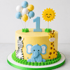 Jungle Safari First Birthday Fondant Cake