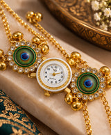 Kashmiri Peacock Eye Gold-Tone Adjustable Watch Bracelet