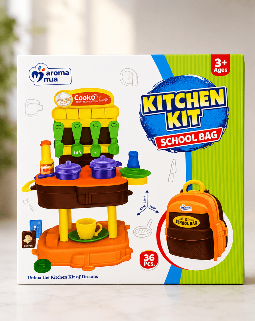 Kitchen Kit School Bag Pretend Play Set – 36 Pieces