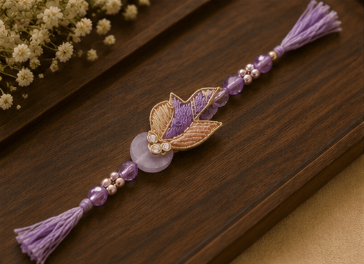 Lavender Butterfly Designer Rakhi