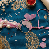 Lavender Butterfly Pearl Lumba Rakhi
