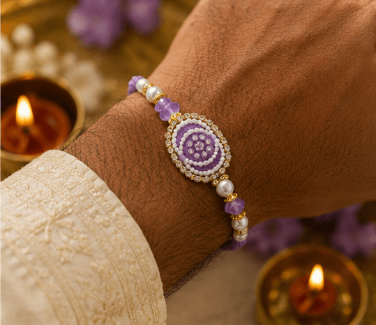 Lavender Pearl Butterfly Designer Rakhi