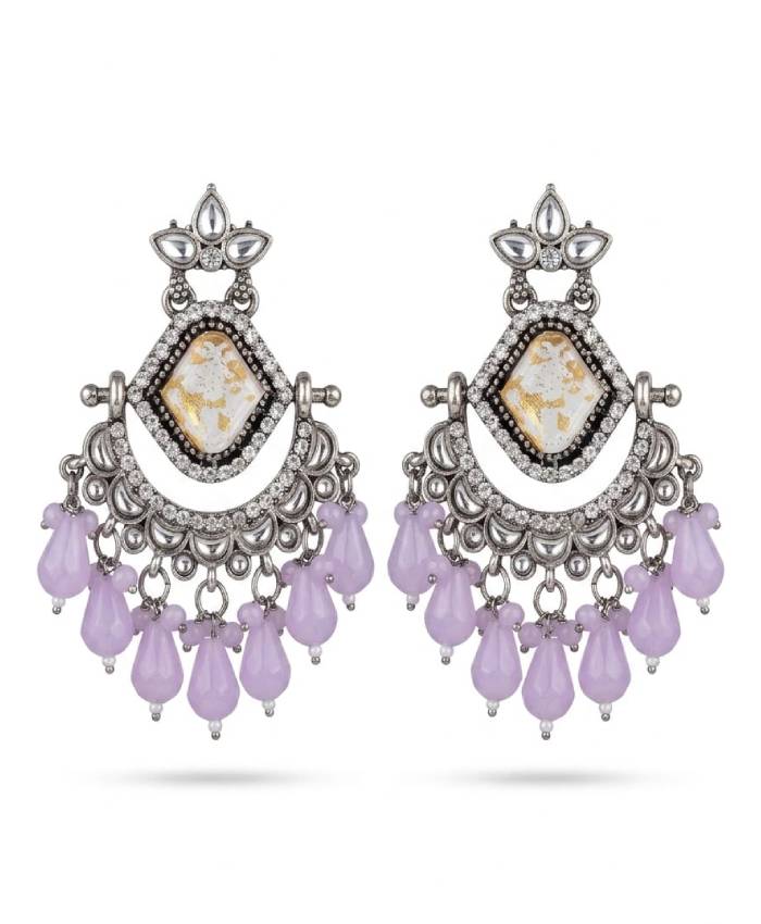 Lavender Royale Chandbali Earrings