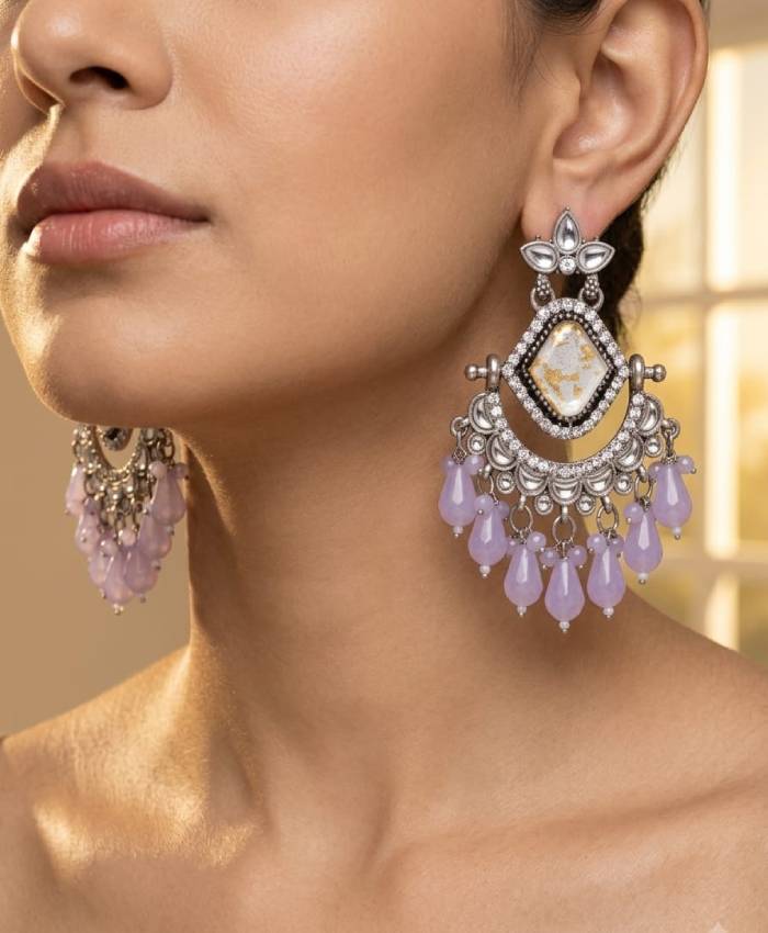 Lavender Royale Chandbali Earrings