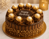 Luxury Red Roses, Chocolate Cake & Ferrero Rocher Birthday Combo