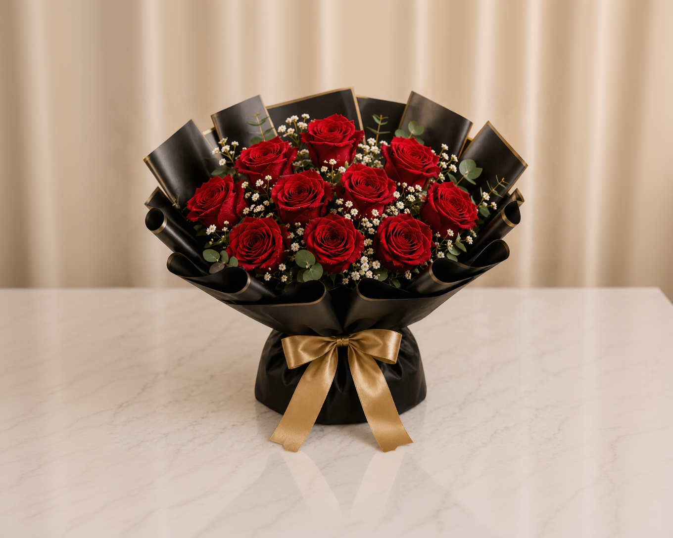 Luxury Red Roses, Chocolate Cake & Ferrero Rocher Birthday Combo
