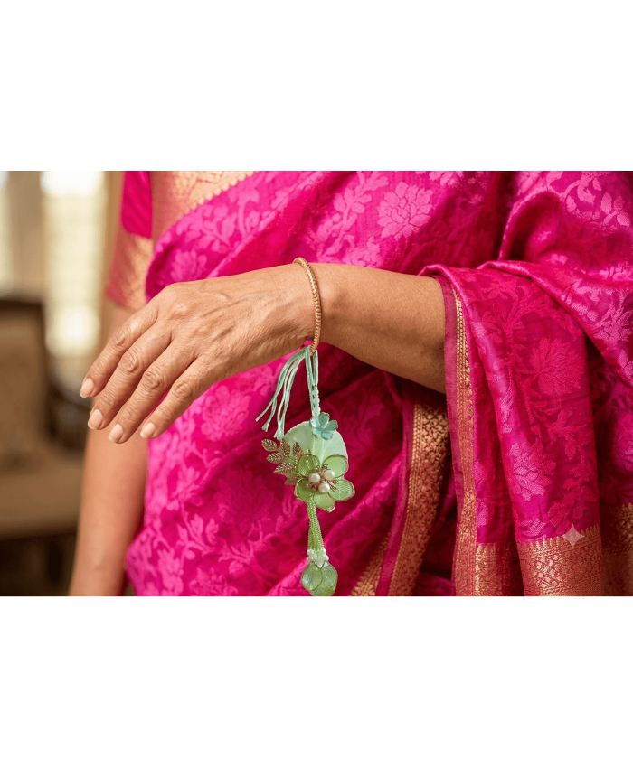 Mint Green Floral Designer Lumba Rakhi